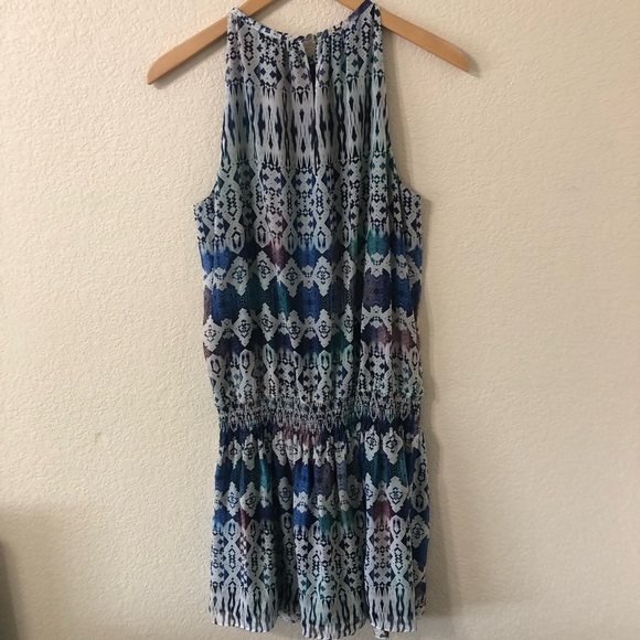 Ramy Brook Paris Printed Georgette Mini Dress in Blue White - Size Medium - Picture 4 of 7